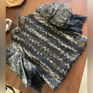 Alice + Olivia Lace Puffsleeve Blouse